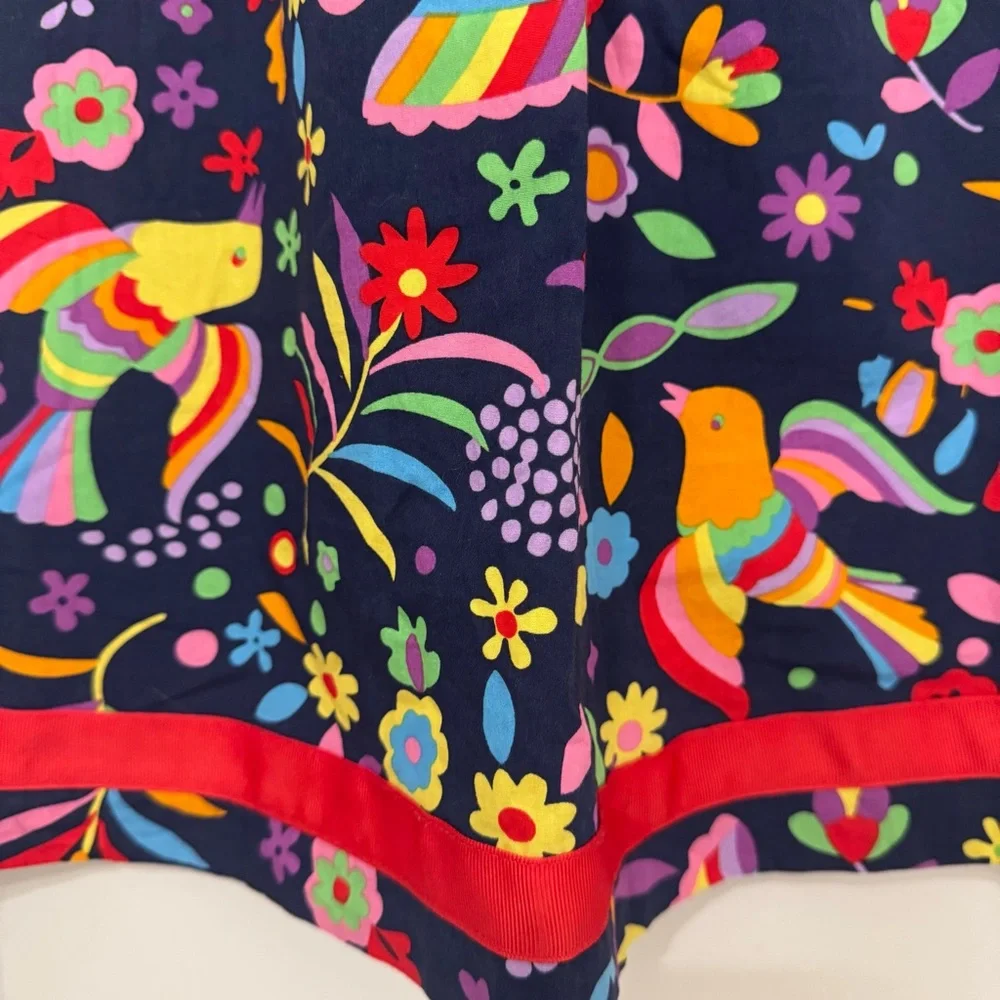 Hanna Andersson A-line Dress Navy Floral and Bird Print 140/10